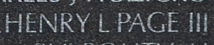 Engraved name on The Wall of Specialist Five Henry L. Page III, U.S. Army
